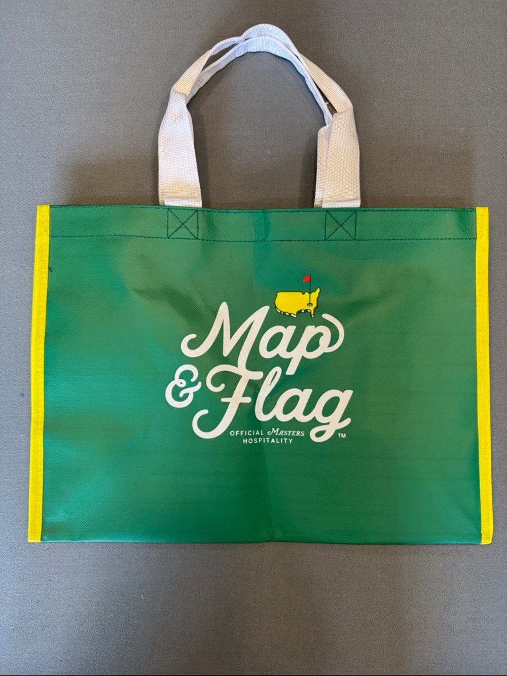 2026 Masters Green Tote with Yellow Trim and White Handles